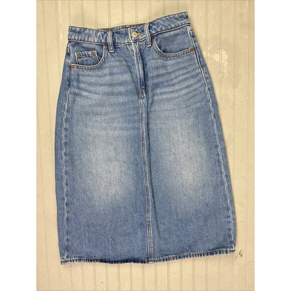 Old Navy Size 2 Womens Skirt Denim Jean Extra High Rise Med Wash Below K… - Picture 1 of 4